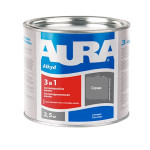 Антикоррозионная грунт-эмаль AURA 3в1 серая 2.5 кг