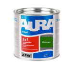 Антикоррозионная грунт-эмаль AURA 3в1 зеленая 2.5 кг