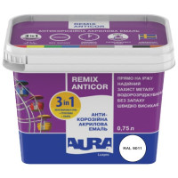 Антикорозійна акрилова емаль 3в1 AURA Anticor 0,75л білий