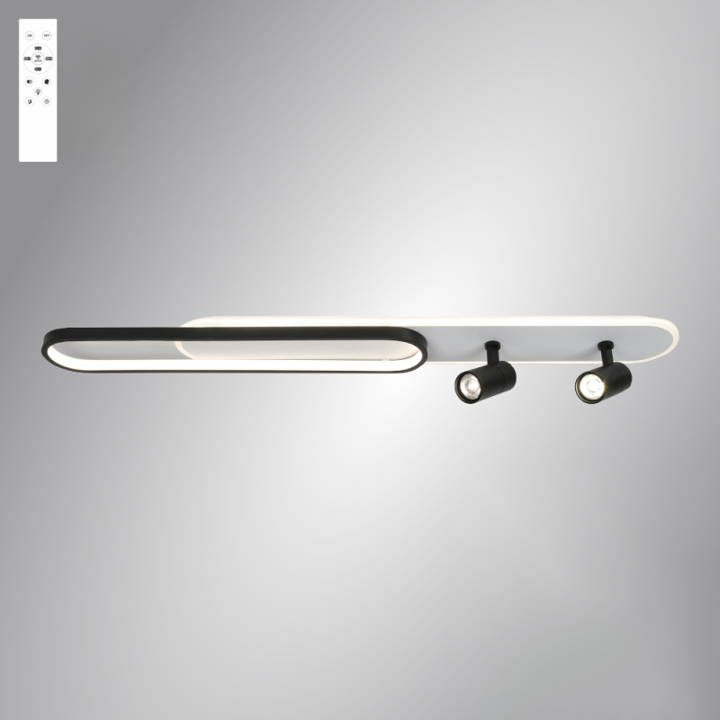 Светильник светодиодный Esllse с пультом EDINBURGH 70+4W 2LR APP 1000x160мм Чёрно-белый