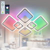 Керована світлодіодна СМАРТ люстра ESLLSE OVAL RGB 120 Вт 7S APP 960x750x110мм Бiла