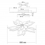 Керована світлодіодна люстра з вентилятором FAN ASTRA 85W+18W 5F 680×120мм Чорна