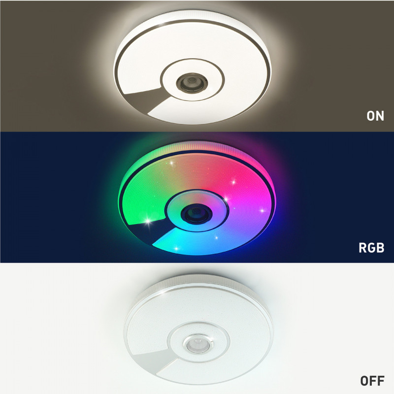 Керована МУЗИЧНА світлодіодна люстра ESLLSE SONG R RGB 80Вт 480x75мм Біла