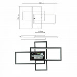 Керована світлодіодна СМАРТ люстра ESLLSE SVEN 70W 3S 550x360x75мм Чорна