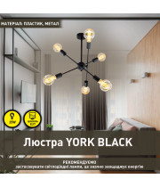 Люстра на 6 ламп  ESLLSE YORK 6xE27 R 510x380мм Черная