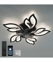 Управляемая светодиодная люстра с вентилятором FAN ASTRA 85W+18W 5F 680×120мм Черная
