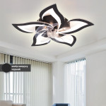 Управляемая светодиодная люстра с вентилятором FAN ELLA 72W+18W 5F 680×120мм Черная