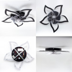 Управляемая светодиодная люстра с вентилятором FAN ELLA 72W+18W 5F 680×120мм Черная