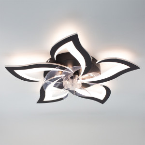 Керована світлодіодна люстра з вентилятором FAN ELLA 72W+18W 5F 680×120мм Чорна