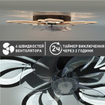 Керована світлодіодна люстра з вентилятором ESLLSE FAN ASTRA 52 Вт + 19 Вт 625x125 мм Чорна