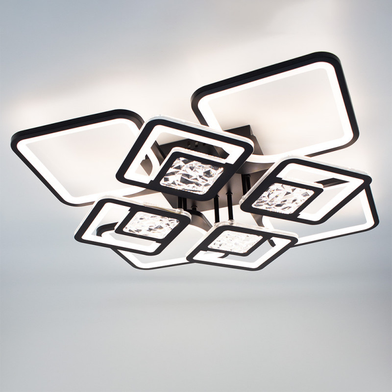 Управляемая светодиодная люстра ESLLSE TETRA TWIST ICE 165W 8S SMART 595x595x110мм Черная