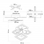 Управляемая светодиодная люстра с вентилятором FAN OVAL 70 Вт + 18 Вт 760x560x120 мм Черная