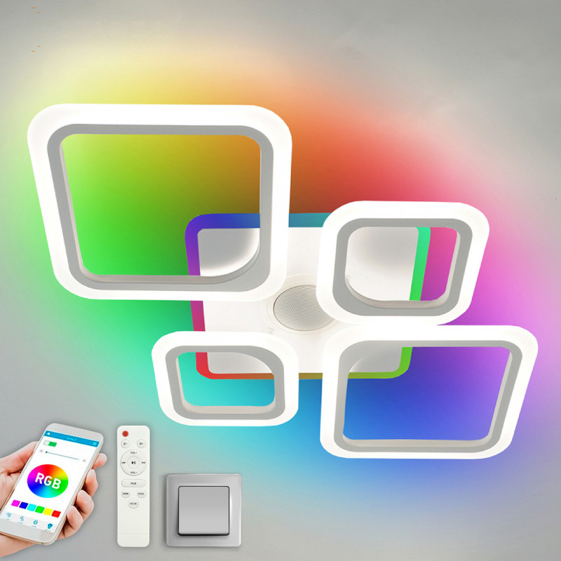 Смарт люстра с колонкой управляемая светодиодная ESLLSE OVAL RGB MUSIC 5S 85 Вт 725x460x80 мм Белая Смарт люстра с колонкой управляемая светодиодная ESLLSE OVAL RGB MUSIC 5S 85 Вт 725x460x80 мм Белая