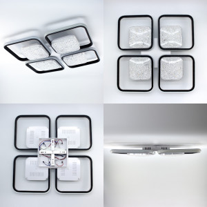 Керована світлодіодна люстра ESLLSE  ALMAZ 8S 120 Вт 520x520x75 мм Чорно-біла