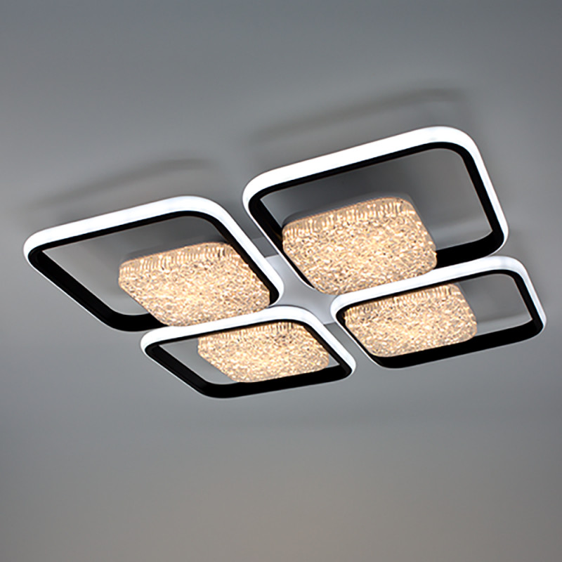 Управляемая светодиодная смарт люстра ESLLSE ALMAZ 8S 120 Вт 520x520x75 мм Черно-белая