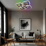 Керована світлодіодна люстра ESLLSE ROOM ICE RGB 6S 70 Вт SMART 380x380x75 мм Чорна з підсвічуванням RGB