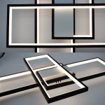 Управляемая светодиодная СМАРТ люстра ESLLSE SVEN 85W 3S 690x470x80мм Черно-белая