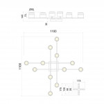 Люстра ESLLSE GELA 12R 1020x1020x140 мм Черная на 12 ламп GX53 на кухню, для спальни, для гостиной