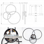 Смарт люстра управляемая светодиодная ESLLSE COCO 3R 105 Вт 762x675x150 мм Черная
