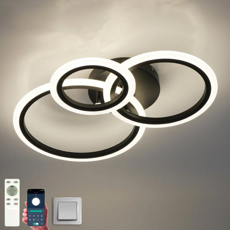 Люстра потолочная светодиодная на кухню и в гостиную ESLLSE TRIO 70 Вт 510x380x107мм Чёрная