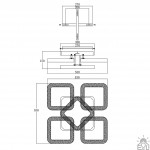 Керована світлодіодна СМАРТ  люстра ESLLSE ROOM ICE  5S 100 Вт  530x530x150 мм Чорна