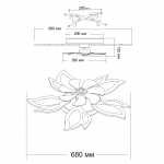 Керована світлодіодна люстра з вентилятором FAN ASTRA 85W+18W 5F-APP-680×120-WHITE/CLEAR-220-IP20