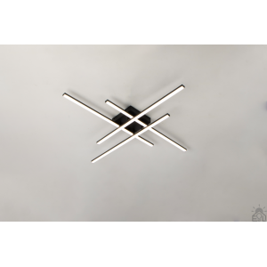 Управляемая светодиодная люстра LINE 4L RC 70 Вт 850x850x90 мм Черная