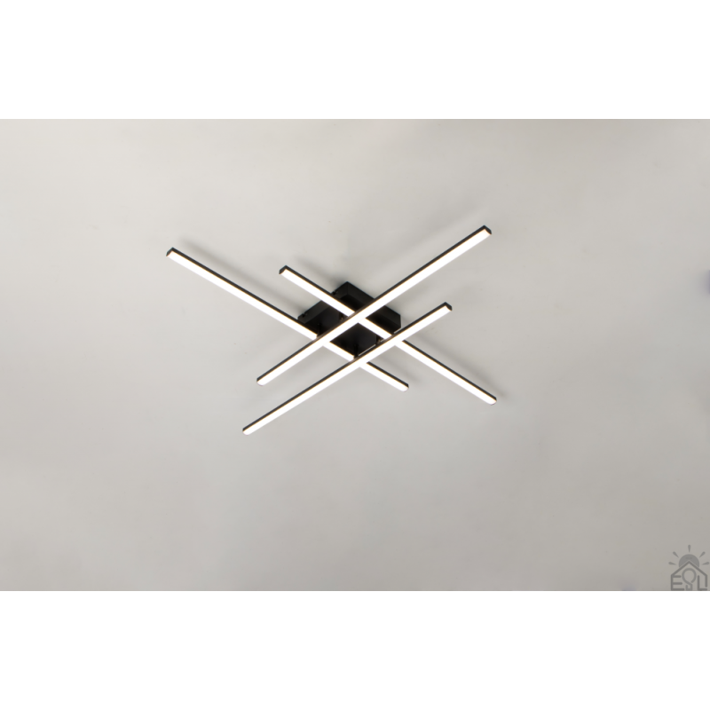 Управляемая светодиодная люстра LINE 4L RC 70 Вт 850x850x90 мм Черная