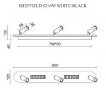 Управляемая светодиодная люстра SHEFFIELD 52+6W 3RL-APP-800x120-BLACK/WHITE-220-IP20