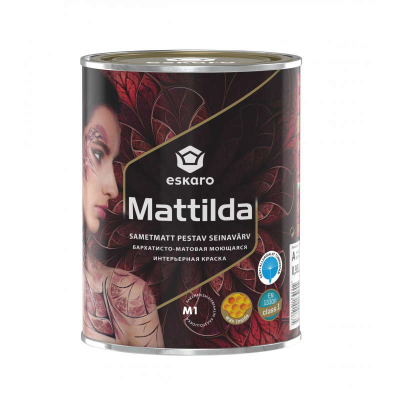 Краска для стен Eskaro Mattilda бархатисто-матовая моющаяся белая 0.95 л Краска для стен Eskaro Mattilda бархатисто-матовая моющаяся белая 0.95 л