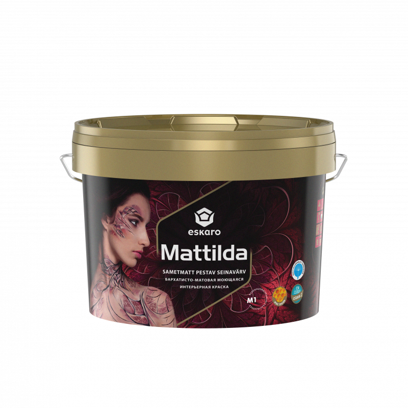 Краска для стен Eskaro Mattilda бархатисто-матовая моющаяся белая 2,85 л Краска для стен Eskaro Mattilda бархатисто-матовая моющаяся белая 2,85 л