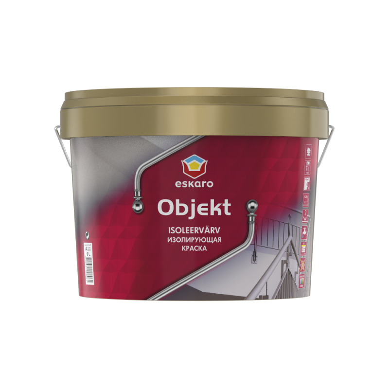 Акрилатна фарба Eskaro Object для перефарбування складних забруднень біла 9 л