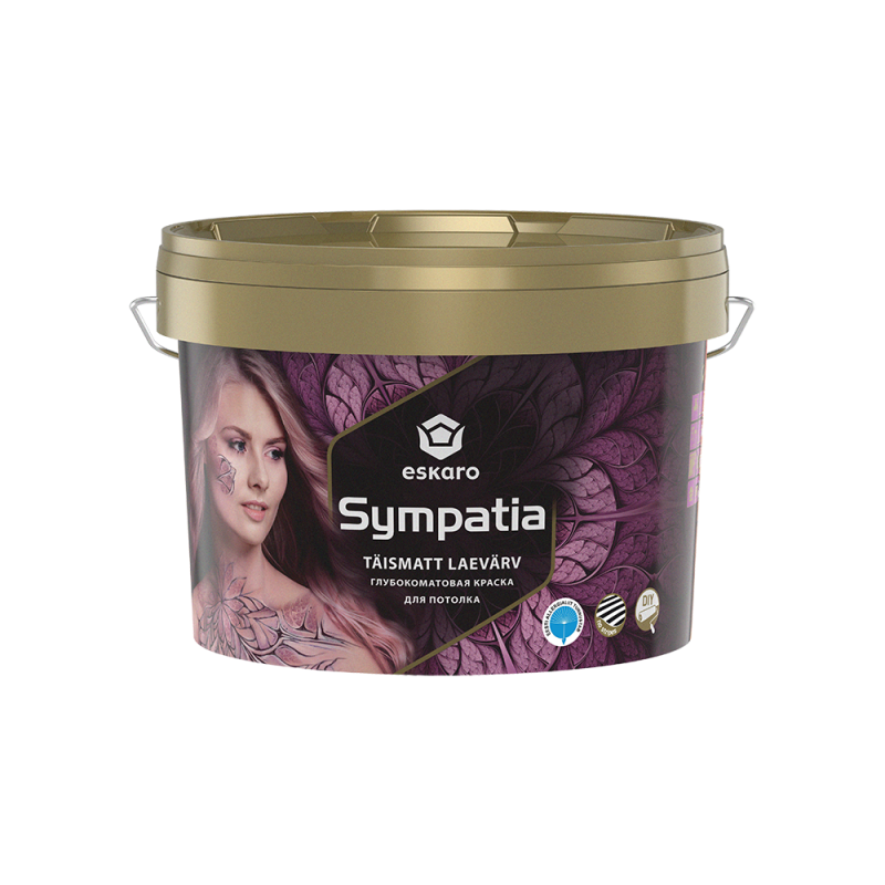 Фарба для стель Eskaro Sympatia глибокоматова біла 2,85 л