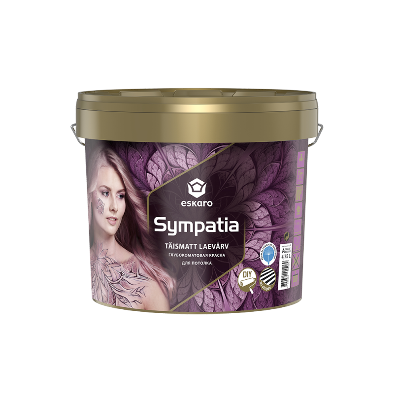 Фарба для стель Eskaro Sympatia глибокоматова біла 4,75 л
