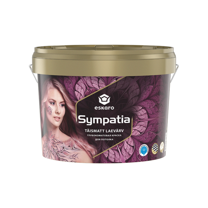 Фарба для стель Eskaro Sympatia глибокоматова біла 9.5 л