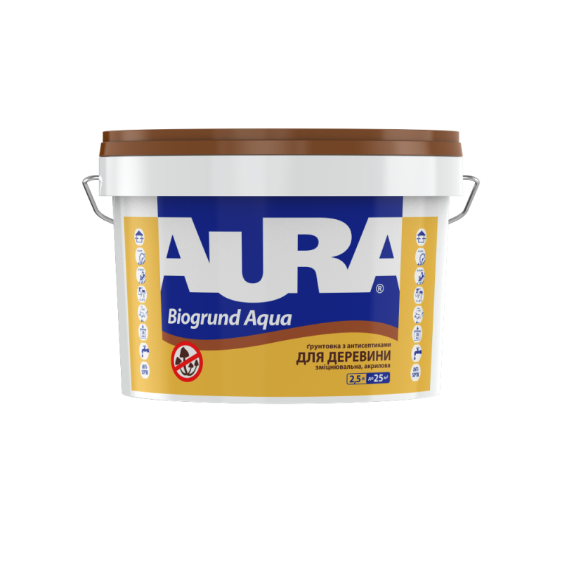Грунтовка для деревини AURA Biogrund Aqua безбарвна 2.5 л Грунтовка для деревини AURA Biogrund Aqua безбарвна 2.5 л