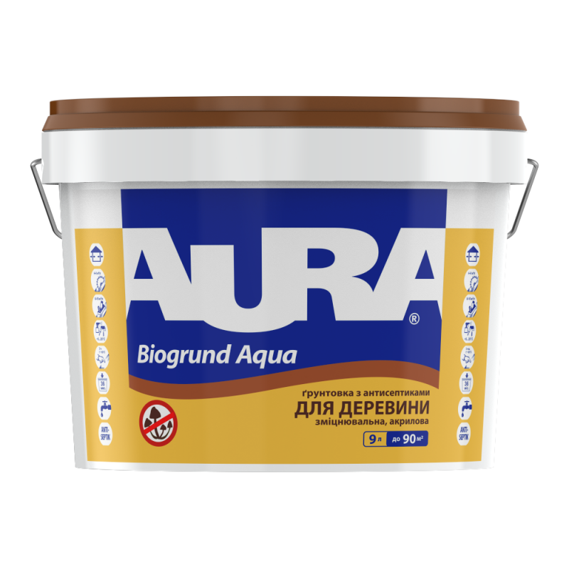Грунтовка для деревини AURA Biogrund Aqua безбарвна 9 л