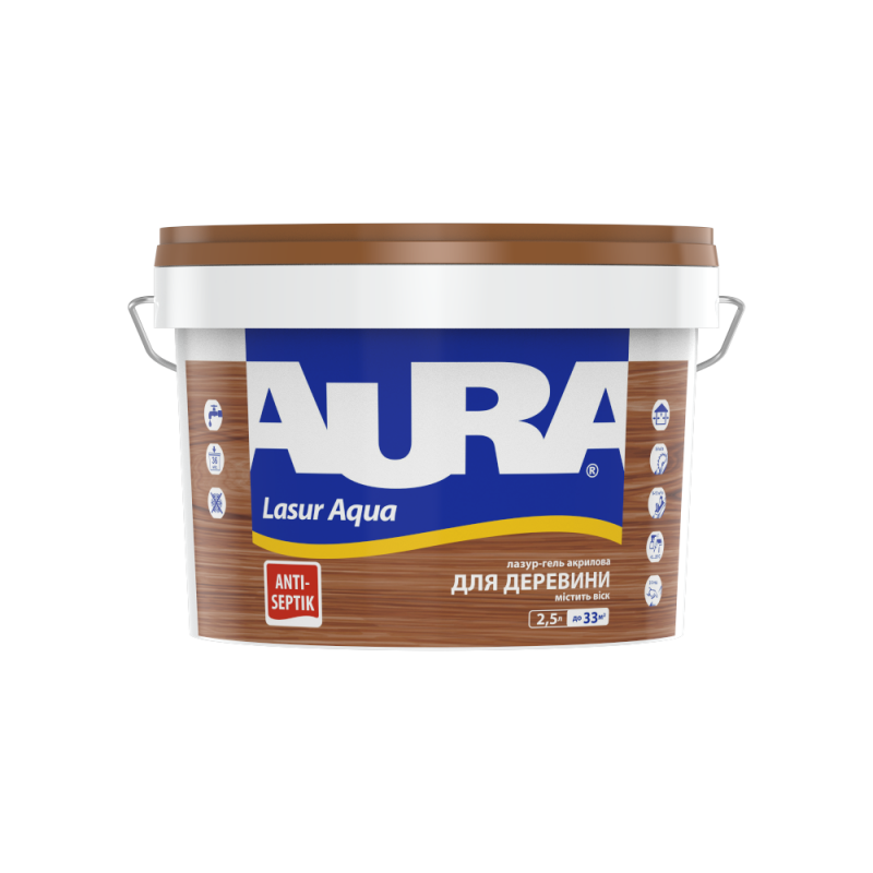 Лазур для дерева Aura® Lasur Aqua безколірна шовковисто-матова 2.5 л Лазур для дерева Aura® Lasur Aqua безколірна шовковисто-матова 2.5 л