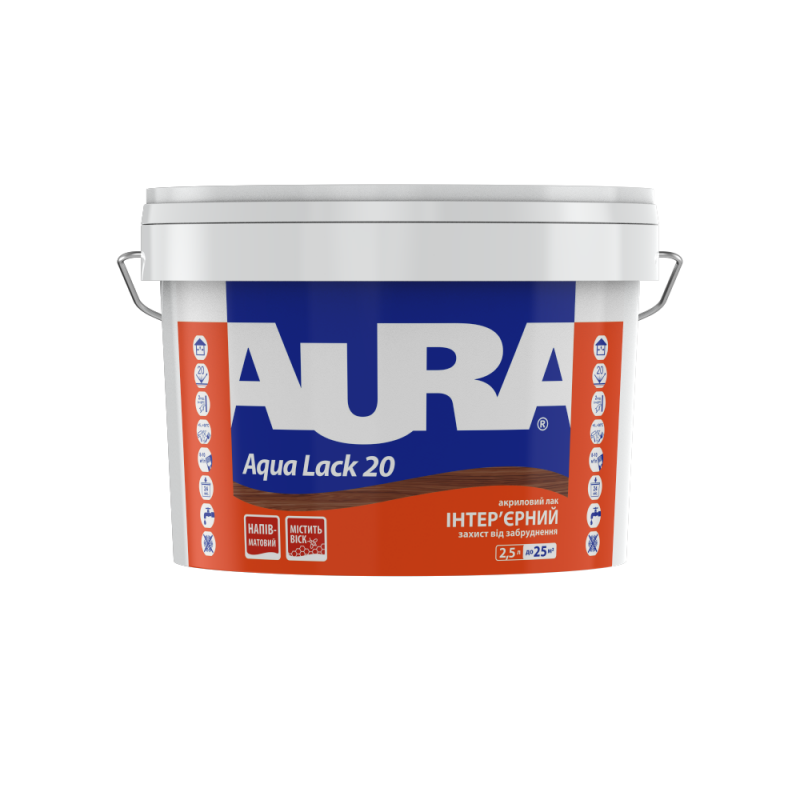 Лак інтер'єрний панельний Aqua Lack 20 Aura® напівматовий водорозчинний 2.5 л