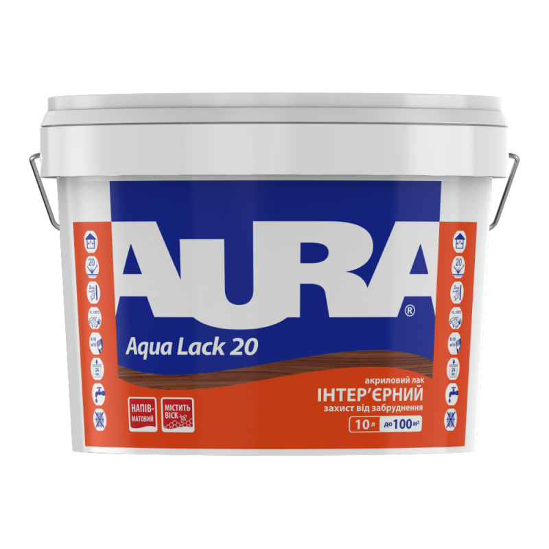 Лак інтер'єрний панельний Aqua Lack 20 Aura® напівматовий водорозчинний 10 л