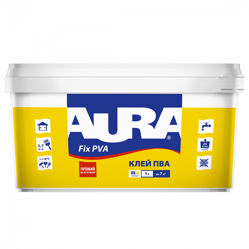 Клей ПВА Aura Fix PVA 1 л Клей ПВА Aura Fix PVA 1 л