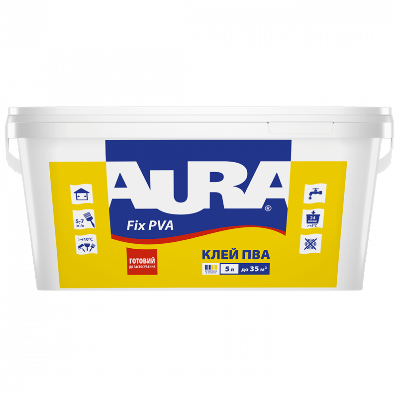 Клей ПВА Aura Fix PVA 5 л Клей ПВА Aura Fix PVA 5 л