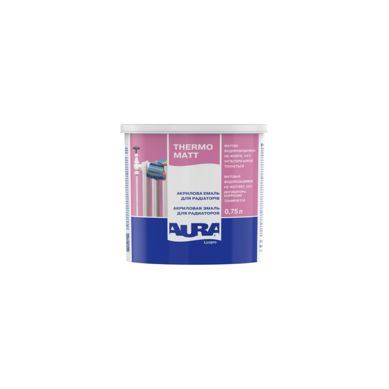 Емаль акрилова Aura® Luxpro Thermo Matt для радіаторів білий мат 0,45 л (0,54 кг) Емаль акрилова Aura® Luxpro Thermo Matt для радіаторів білий мат 0,45 л (0,54 кг)