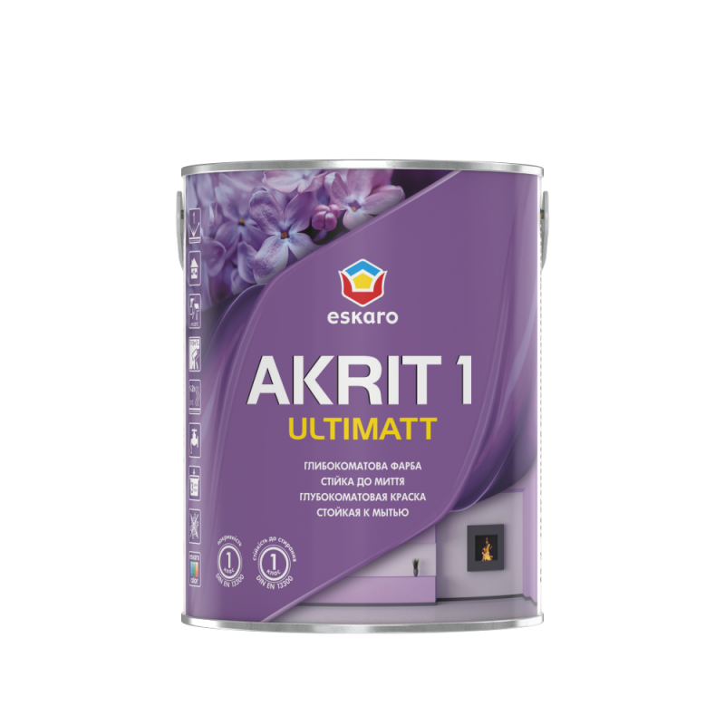 Фарба AURA Akrit 1 Ultimatt акрилова глибокоматова стійка до миття 0,85 л Фарба AURA Akrit 1 Ultimatt акрилова глибокоматова стійка до миття 0,85 л