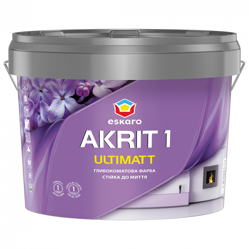 Фарба для стін та стель ESKARO Akrit 1 матова миюча Біла 4,75 л