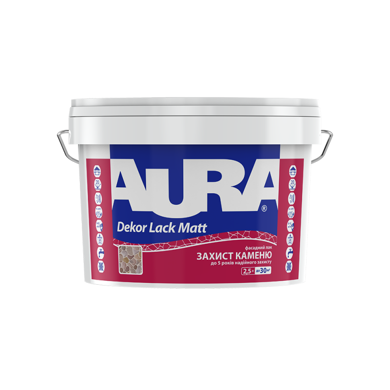 Фасадний лак для каменю Aura® Dekor Lack Mat з ефектом «мокрого каменю» напівматовий 2.5 л Фасадний лак для каменю Aura® Dekor Lack Mat з ефектом «мокрого каменю» напівматовий 2.5 л
