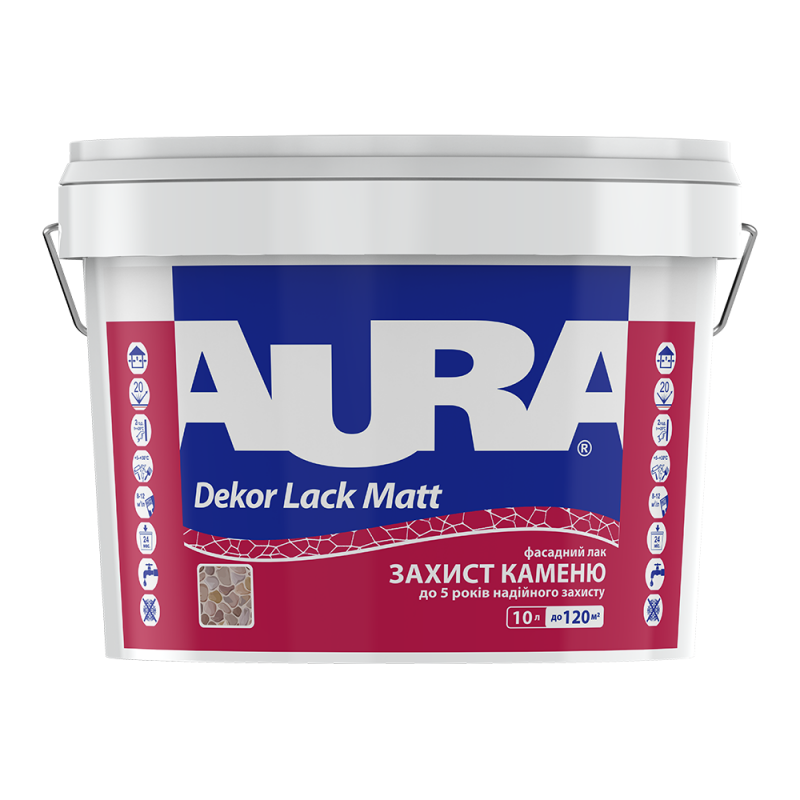 Фасадный лак для камня Aura® Dekor Lack Mat с эффектом «мокрого камня» полуматовый 10 л