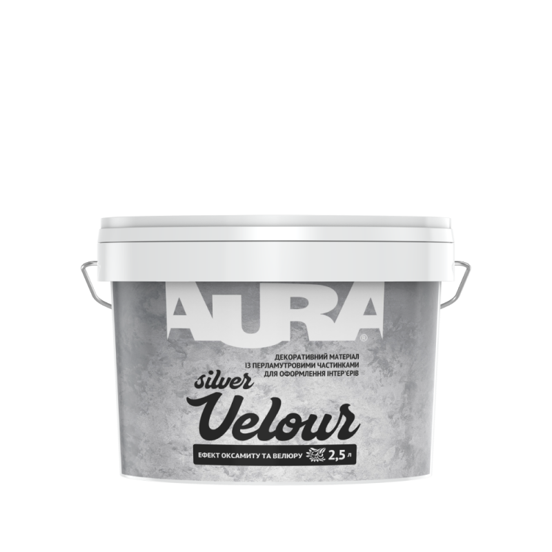 Декоративная краска Aura® Velour Silver с эффектом бархата и велюра серебряная 2,5 л (3 кг) Декоративная краска Aura® Velour Silver с эффектом бархата и велюра серебряная 2,5 л (3 кг)