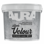Декоративная краска Aura® Velour Silver с эффектом бархата и велюра серебряная 5 л (5,95 кг)