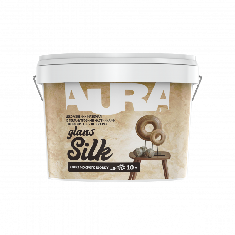 Декоративная краска Мокрый шелк Aura® Silk Glans с шелковистым блеском и перламутровым эффектом серебряная 10 л (11,9 кг) Декоративная краска Мокрый шелк Aura® Silk Glans с шелковистым блеском и перламутровым эффектом серебряная 10 л (11,9 кг)